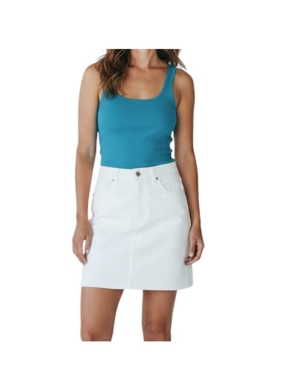 ARAMINTA JAMES Lolita Crinkle Tank Top 12/L Azure Blue Resort Preppy Beach NWT